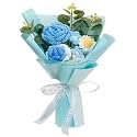 VRB Dec 1pcs Artificial Crochet Flower Bouquet/Artificial Flowers Bunch/Crochet flowers bouquet/Crochet flowers/Flowers Bouquet Gift for Girls Home Decor,gifting,etc. (Blue Daisy Bouquet)