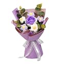VRB Dec 1pcs Artificial Crochet Flower Bouquet/Artificial Flowers Bunch/Crochet flowers bouquet/Crochet flowers/Flowers Bouquet Gift for Girls Home Decor,gifting,etc. (Blue Daisy Bouquet)