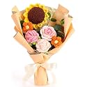 VRB Dec 1pcs Artificial Crochet Flower Bouquet/Artificial Flowers Bunch/Crochet flowers bouquet/Crochet flowers/Flowers Bouquet Gift for Girls Home Decor,gifting,etc. (Peony Rose Daisy Bouquet/)