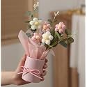 VRB Dec 1pcs Artificial Crochet Flower Bouquet/Artificial Flowers Bunch/Crochet Flowers Bouquet/Crochet Flowers/Flowers Bouquet Gift for Girls Home Decor,Gifting,etc. (Pink Daisy Bouquet)