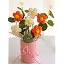 VRB Dec 1pcs Artificial Crochet Flower Bouquet/Artificial Flowers Bunch/Crochet flowers bouquet/Crochet flowers/Flowers Bouquet Gift for Girls Home Decor,gifting,etc. (Orange Daisy Bouquet)