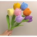 VRB Dec 5pcs Artificial Crochet Flower Bouquet/Artificial Flowers Bunch/Crochet flowers bouquet/Crochet flowers/Flowers Bouquet Gift for Girls Home Decor,gifting,etc. (Design 7)