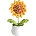 VRB DecTM 1 Pcs Crochet Flowers Artificial Sunflower for Office Desk Car Dashboard Decor,Home Decoration, Office, Bedroom, Christmas Decor, Wedding (Sunflower Pot)
