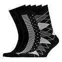 VRD Men's Dress Socks Bamboo Rayon, 5-Pack Crew Socks, Multiple Colors and Designs, Shoe Size 8-13, Gift Box