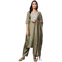VredeVogel Women39s Chanderi Modal Butti Flare Kurta