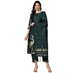 VredeVogel Womens Cotton Silk Jacquard Kurta Pant