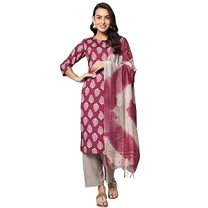 VredeVogel Womens Poly Crepe Floral Straight Kurta