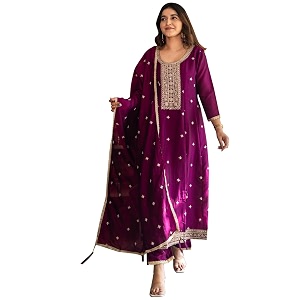 VredeVogel Womens Silk Blend Embroidered Anarkali Kurta