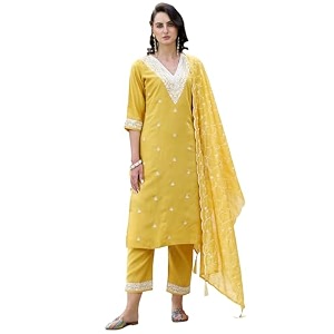 VredeVogel Womens Silk Blend Kurta Pant Set