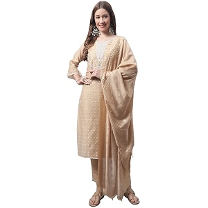 vredevogel women39s silk blend chanderi modal butti regular kurta trouser with dupatta set amp embroidered chanderi dupatta set