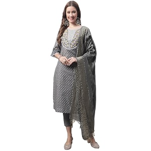 vredevogel women39s silk blend chanderi modal butti regular kurta trouser with dupatta set amp embroidered chanderi dupatta set