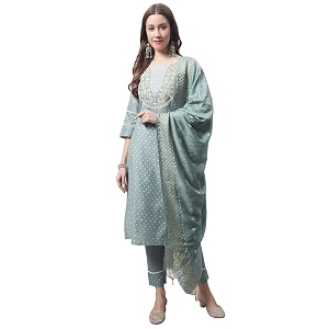 vredevogel women39s silk blend chanderi modal butti regular kurta trouser with dupatta set amp embroidered chanderi dupatta set