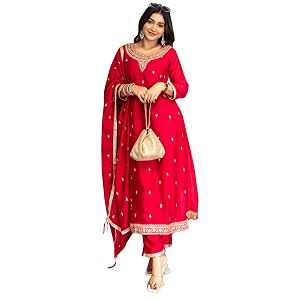 VredeVogel Womens Silk Blend Embroidered Anarkali Kurta