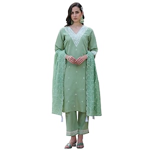 VredeVogel Womens Silk Blend Kurta Pant Set