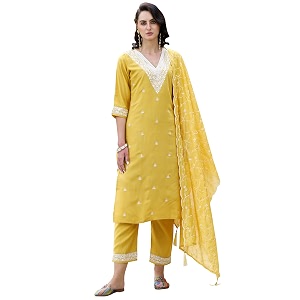 VredeVogel Womens Silk Blend Kurta Pant Set