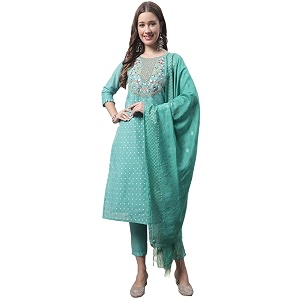 vredevogel women39s silk blend chanderi modal butti regular kurta trouser with dupatta set amp embroidered chanderi dupatta set