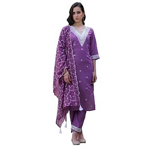 VredeVogel Womens Silk Blend Kurta Pant Set