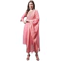 VredeVogel Women's Silk Blend Chanderi Modal Butti Regular Kurta Trouser with Dupatta Set &amp; Embroidered Chanderi Dupatta Set