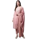 VredeVogel Women's Silk Blend Chanderi Modal Butti Regular Kurta Trouser with Dupatta Set &amp; Embroidered Chanderi Dupatta Set