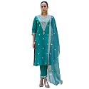 VredeVogel Women39s Silk Blend Embroidered Kurta with