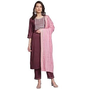 VredeVogel Women Cotton Slub Straight Kurta Set