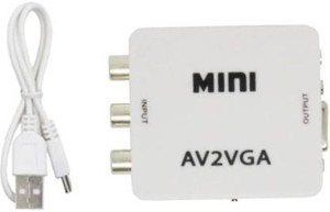 vrish  tv-out cable mini hd av to vga video converter box with 35mm audio to pc hdtv converter