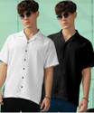 VRLOOKS Men Self Design Casual White Black