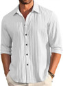 VRLOOKS Men Striped Casual White Shirt