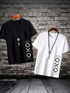 VRMA Printed Men Round Neck Black White