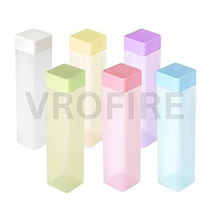 frosted plastic 100 food grade premium plastic fridge unbelievably slim square water bottle gift with soft mat finish for gymschoolofficetravelamptrekkingpack of 6 nione_6