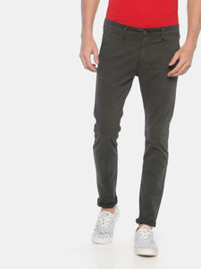 VROJASS Slim Fit Men Dark Green Trousers