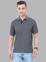 VROJASS Solid Men Polo Neck Grey T-Shirt