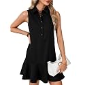 Vrtige Women39s Sleeveless Polo Dress Button Front