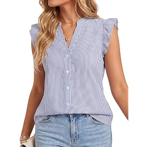 Womens Dressy Striped V Neck Blouse