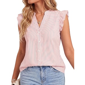 Womens Dressy Striped V Neck Blouse