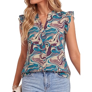 Womens Dressy Striped V Neck Blouse
