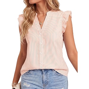 Womens Dressy Striped V Neck Blouse