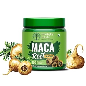 vruksha vitals maca root extract 1000 mg per tablet - 150 tabletscapsules - maca root powder supplement