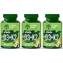 Vruksha Vitals Vit D3 &amp; K2 100% RDA, 120 (+120 Extra)= 240 Tablets - Plant based Vitamin D3 600 IU &amp; Vitamin K2 as MK7 55 mcg, Vitamin D &amp; Vit K Vegan Tablets/Capsules Supplement x Pack of 3