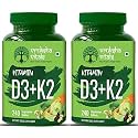 Vruksha Vitals Vit D3 &amp; K2 100% RDA, 120 (+120 Extra)= 240 Tablets - Plant based Vitamin D3 600 IU &amp; Vitamin K2 as MK7 55 mcg, Vitamin D &amp; Vit K Vegan Tablets/Capsules Supplement x Pack of 2