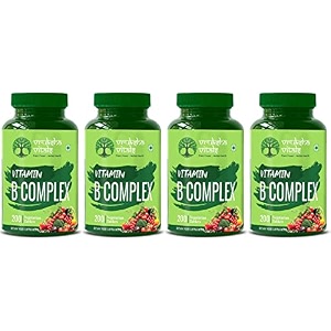 vruksha vitals vitamin b complex 100 rda - 200 tabletscapsules - b vitamins supplement b1 b2 b3 b5 b6 b7 b9 b12 x pack of 4