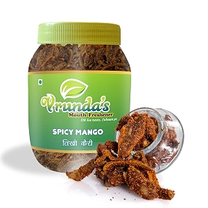 vrunda39s spicy mangotikhi kairi masala kairi chatpati kairi sour and spicy dry pickle -500 gm  mouthfreshner digestive churan tasty paan indian sweets