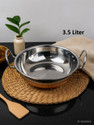 VS Enterprises Copper Bottom Stainless Steel Kadhai Pot Pans with Handle Kadhai 25 cm diameter 3.5 L capacity