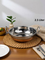 VS Enterprises Copper Bottom Stainless Steel Kadhai Pot Pans with Handle Kadhai 22 cm diameter 2.5 L capacity (Stainless Steel)