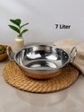 VS Enterprises Copper Bottom Stainless Steel Kadhai Pot Pans with Handle Kadhai 32 cm diameter 7 L capacity (Stainless Steel)