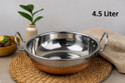 VS Enterprises Copper Bottom Stainless Steel Kadhai Pot Pans with Handle Kadhai 25 cm diameter 4.5 L capacity (Stainless Steel)