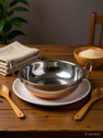 VS Enterprises Copper Bottom Stainless Steel Kadhai Pot Pans with Handle Kadhai 32 cm diameter 6 L capacity (Stainless Steel)