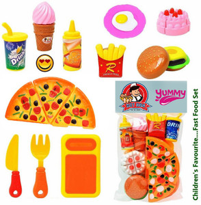 vshine pizza burger fast food set  kitchen role restaurant role pretend play toy for kids