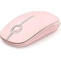 VssoPlor Wireless Mouse, 2.4G Slim Portable Laptop Mouse, Pure Pink