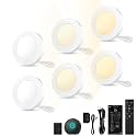 VST Smart Puck Lights, 6 Pack, 3000K-6000K DimmableUnder Cabinet&Shelf Lighting, Compatible with Alexa&Google Home, App&Remote Control, 12V 2W, Recessed/Surface Mount, White for Kitchen Display Case